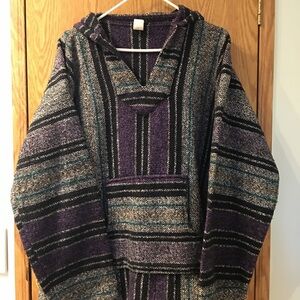 Men's Hooded Baja Sweater - Purple, Black, and Gray